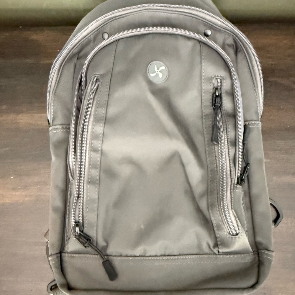 Compact Grey Crossbody Bag with Front Zip Pockets